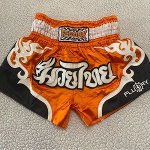 Fluory Muay Thai Medium Kickboxing Shorts Boxing Graphic Embroidery.